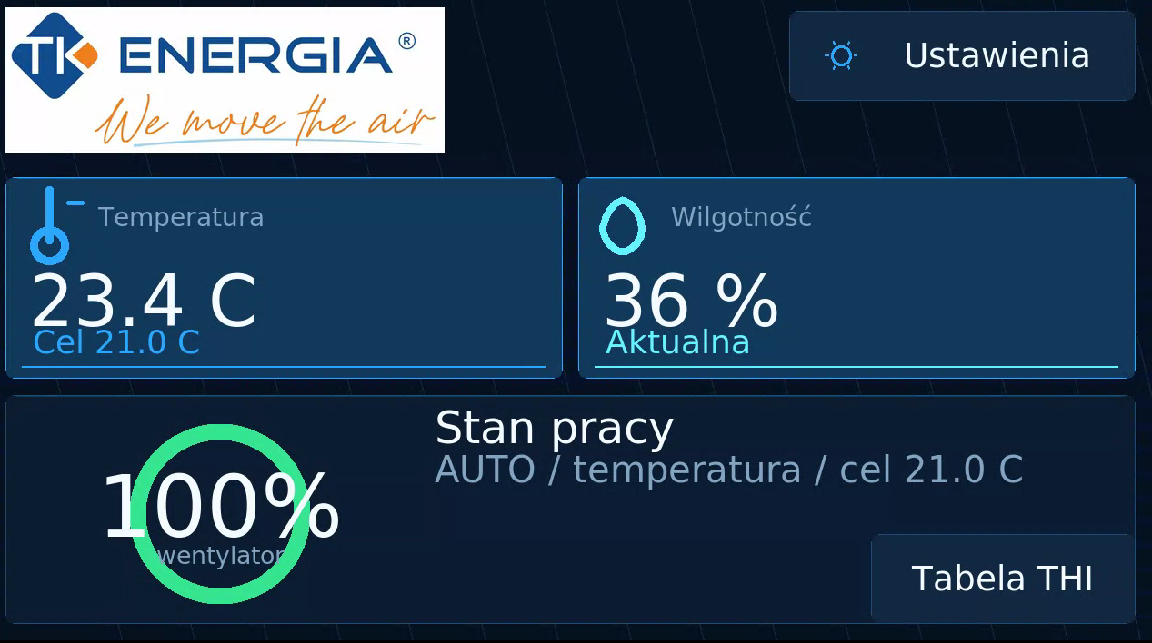 Panel dotykowy TK CONTROL do sterowania wentylacją